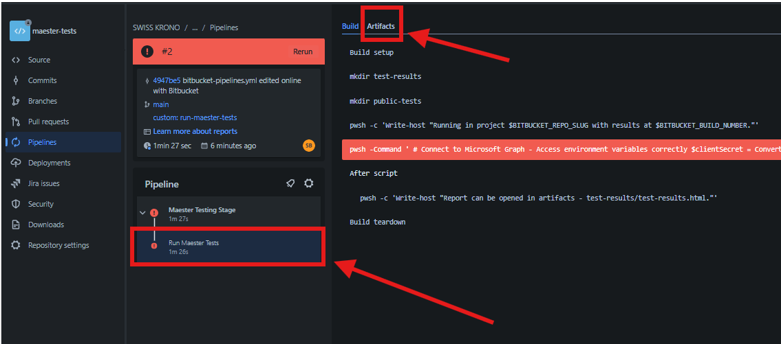 inspect bitbucket pipeline